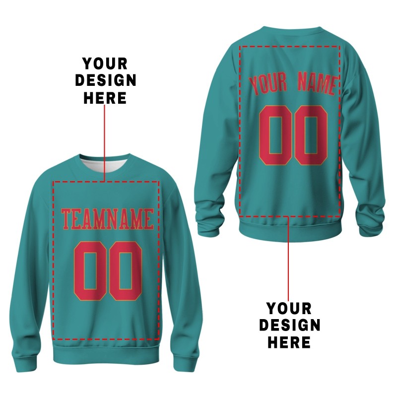 Custom Emerald Red-Yellow Personalized Fashion Crew Neck Pullover