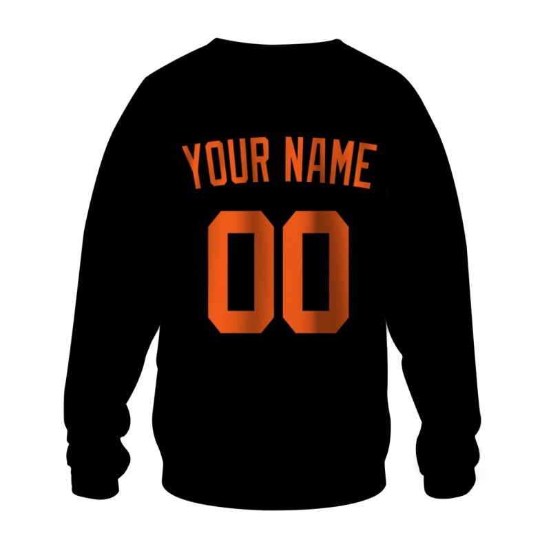 Custom Black Orange Personalized Fashion Crew Neck Pullover