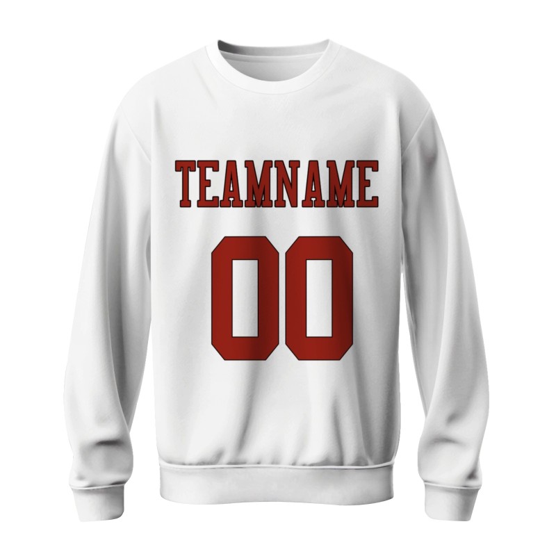 Custom White Red-Black Personalized Fashion Crew Neck Pullover