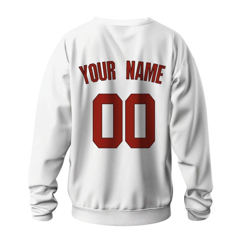 Custom White Red-Black Personalized Fashion Crew Neck Pullover