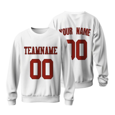 Custom White Red-Black Personalized Fashion Crew Neck Pullover