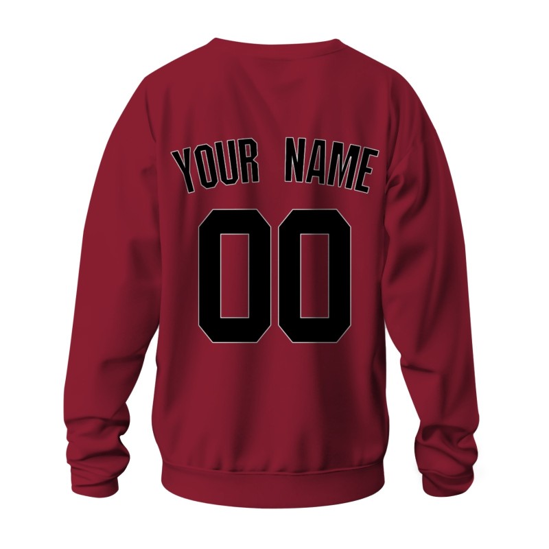 Custom Maroon Black-White Personalized Fashion Crew Neck Pullover