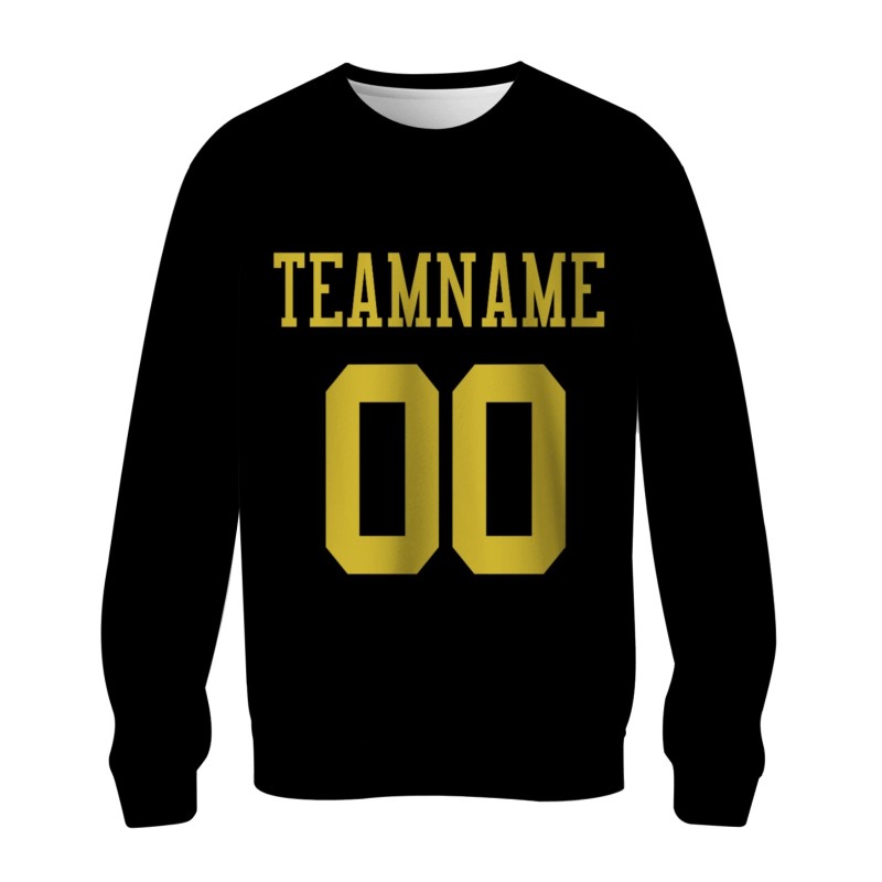 Custom Black Yellow Personalized Fashion Crew Neck Pullover