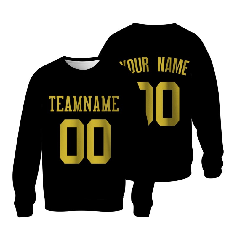 Custom Black Yellow Personalized Fashion Crew Neck Pullover