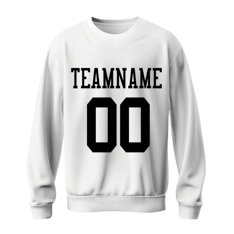Custom White Black Personalized Fashion Crew Neck Pullover