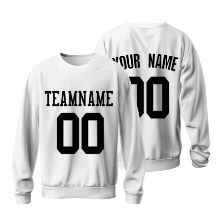 Custom White Black Personalized Fashion Crew Neck Pullover