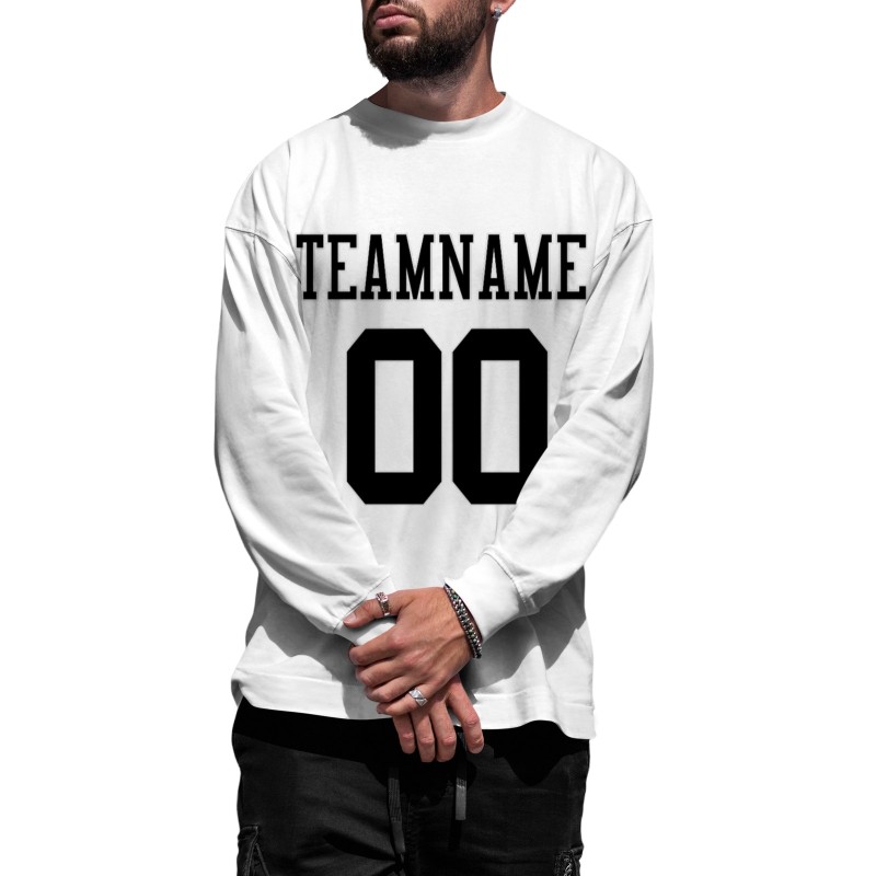 Custom White Black Personalized Fashion Crew Neck Pullover