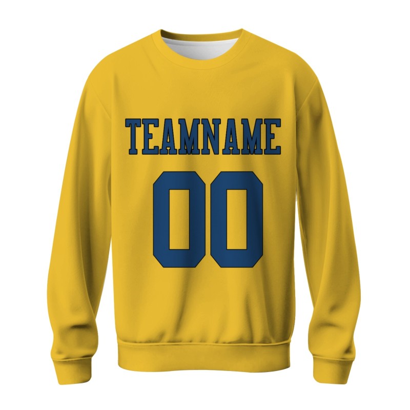 Custom Gold Navy Blue-Black Personalized Fashion Crew Neck Pullover