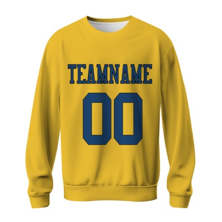 Custom Gold Navy Blue-Black Personalized Fashion Crew Neck Pullover