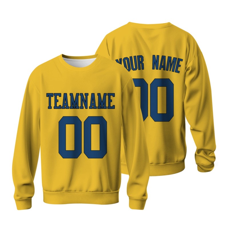 Custom Gold Navy Blue-Black Personalized Fashion Crew Neck Pullover