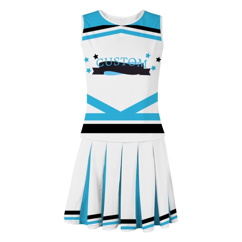 Custom Sky Blue Black-White Fashion Authentic Cheerleader Uniform