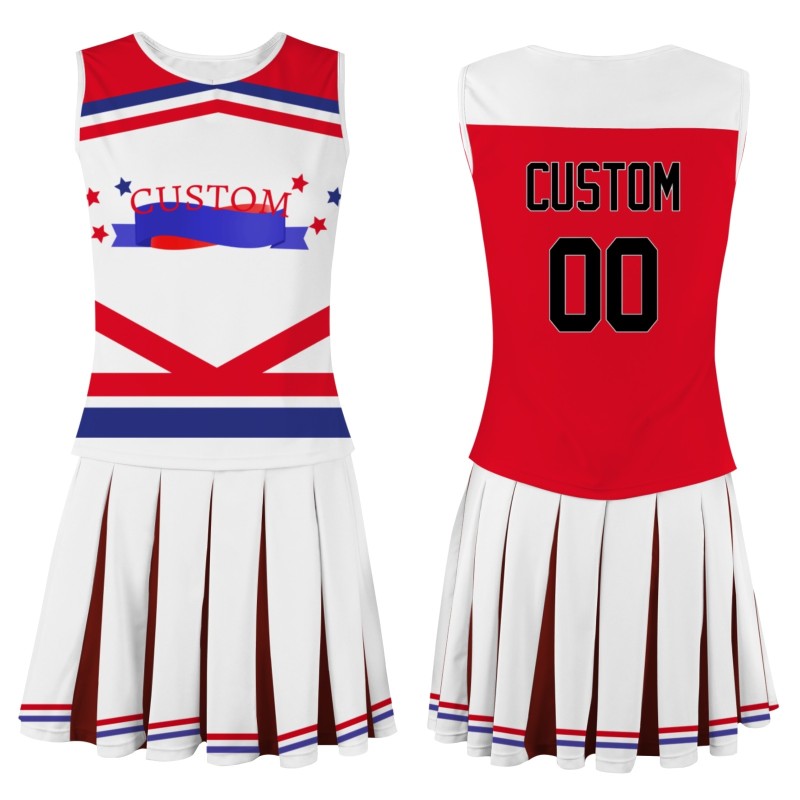 Custom Red Black-White Fashion Authentic Cheerleader Uniform