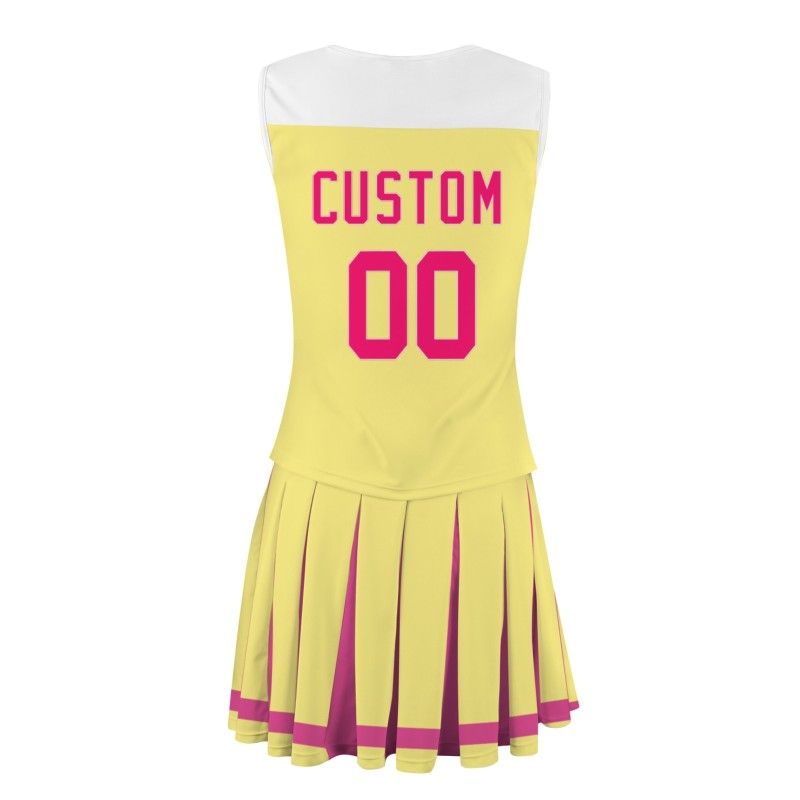 Custom Yellow Pink-White Fashion Authentic Cheerleader Uniform