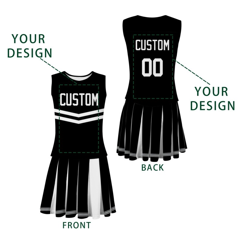 Custom Black White Fashion Authentic Cheerleader Uniform