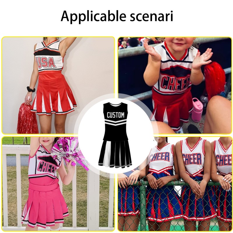 Custom Black White Fashion Authentic Cheerleader Uniform