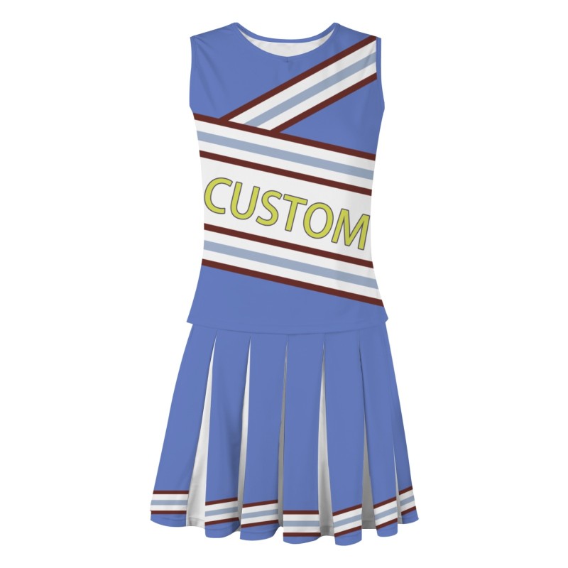 Custom Periwinkle White Fashion Authentic Cheerleader Uniform