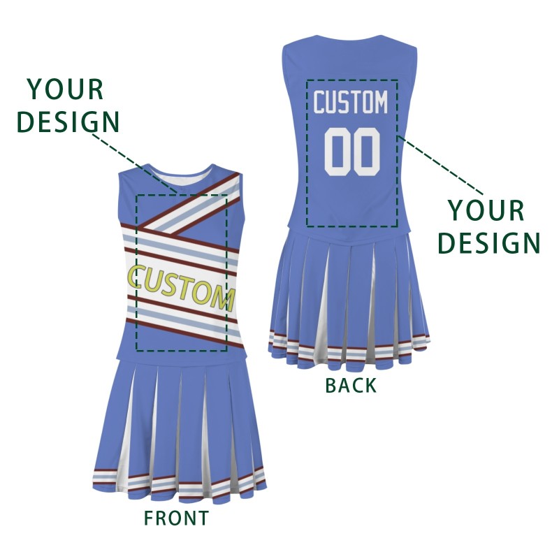 Custom Periwinkle White Fashion Authentic Cheerleader Uniform