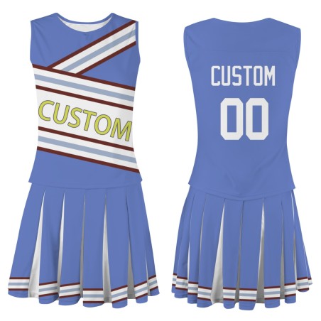 Custom Periwinkle White Fashion Authentic Cheerleader Uniform