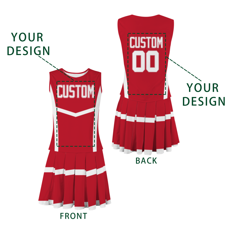Custom Red White Modern Style Fashion Durable Cheerleader Outfit