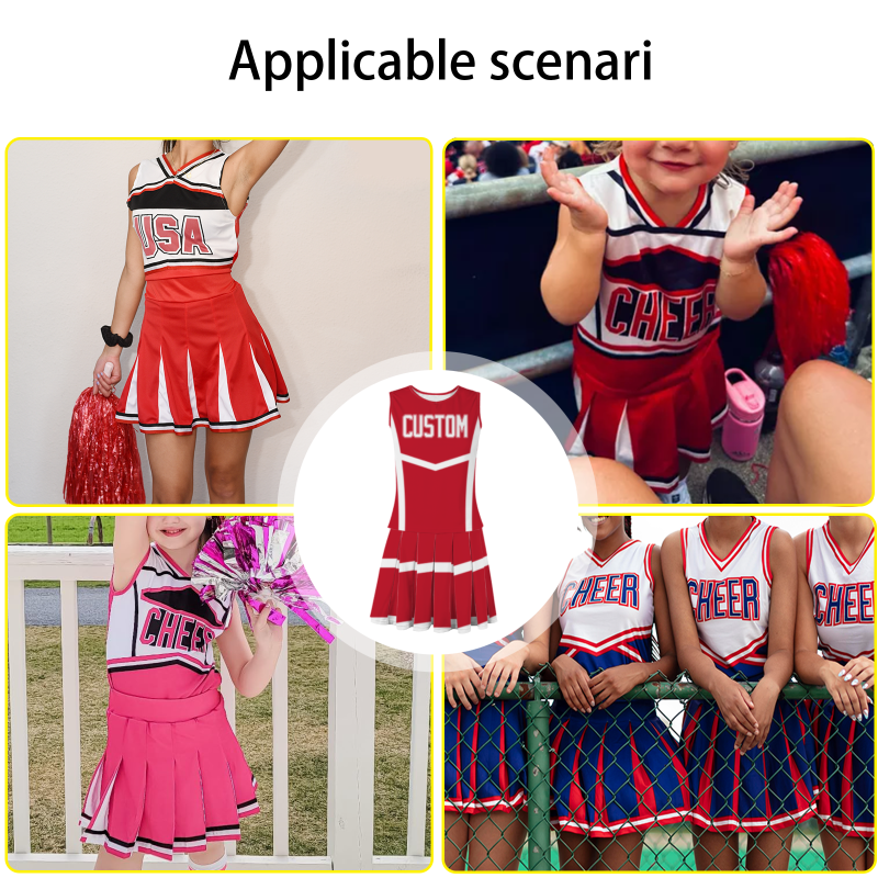 Custom Red White Modern Style Fashion Durable Cheerleader Outfit