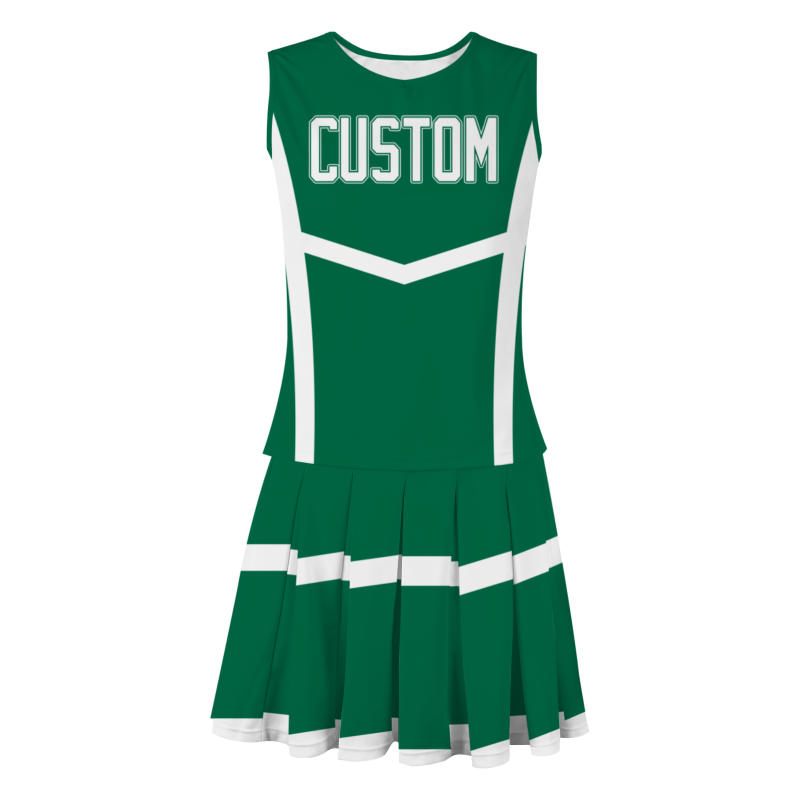 Custom Pine Green White Modern Style Fashion Durable Cheerleader Outfit