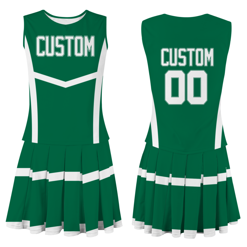 Custom Pine Green White Modern Style Fashion Durable Cheerleader Outfit