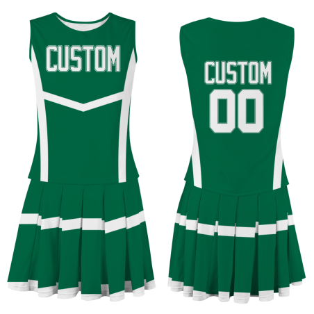 Custom Pine Green White Modern Style Fashion Durable Cheerleader Outfit