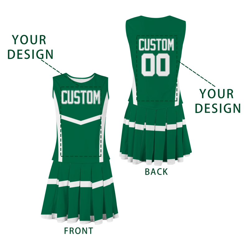 Custom Pine Green White Modern Style Fashion Durable Cheerleader Outfit