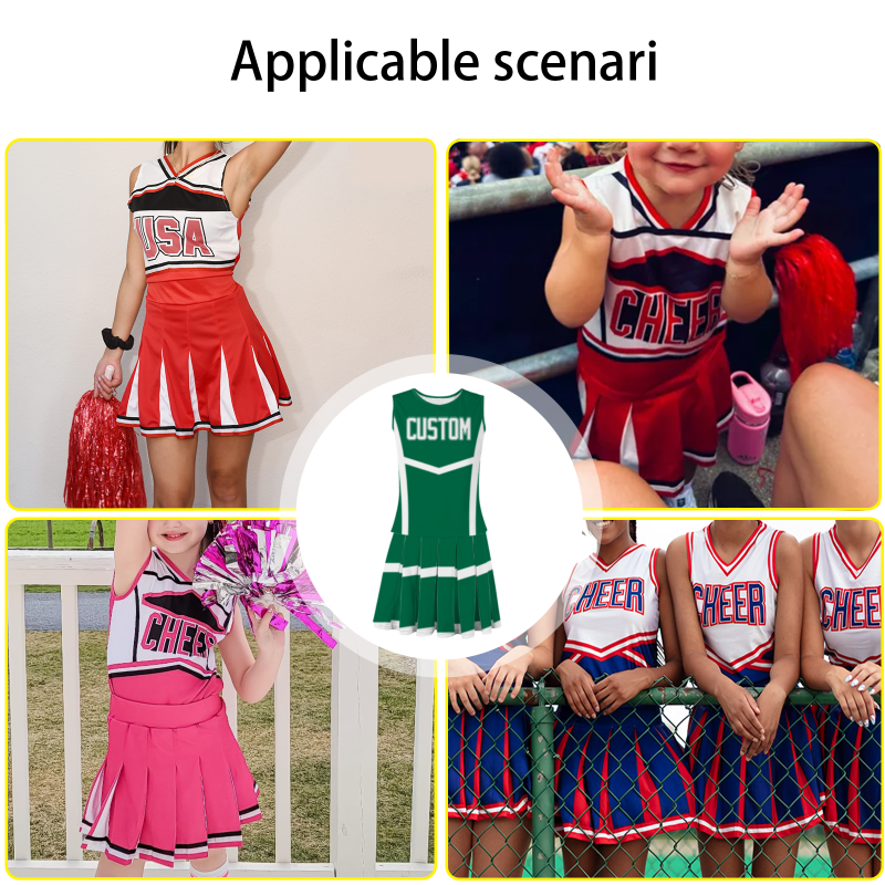 Custom Pine Green White Modern Style Fashion Durable Cheerleader Outfit