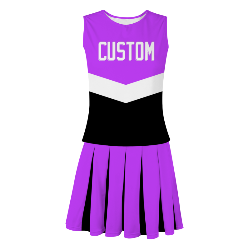 Custom Brilliant Purple White Modern Style Fashion Durable Cheerleader Outfit