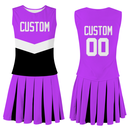 Custom Brilliant Purple White Modern Style Fashion Durable Cheerleader Outfit