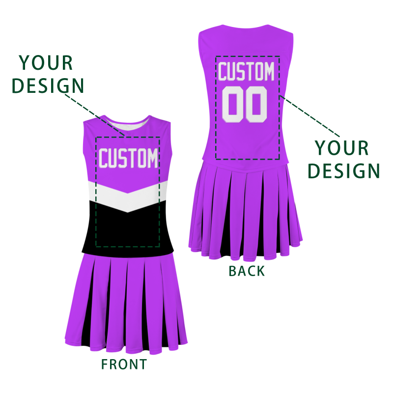 Custom Brilliant Purple White Modern Style Fashion Durable Cheerleader Outfit