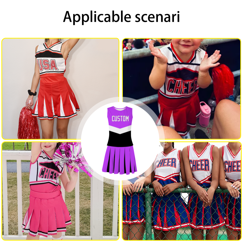 Custom Brilliant Purple White Modern Style Fashion Durable Cheerleader Outfit