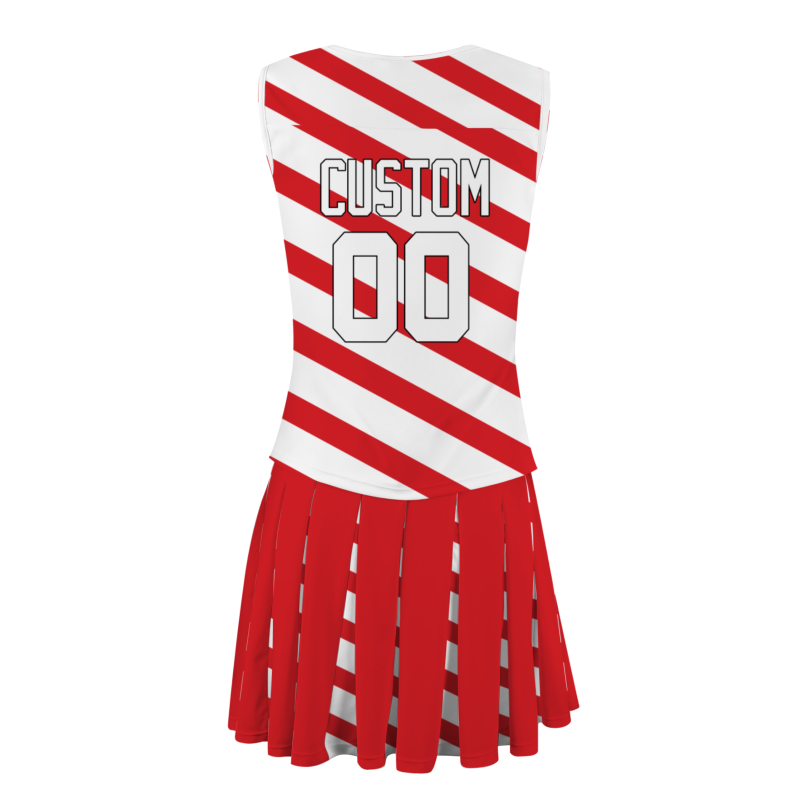 Custom Red White-Black Stripes Modern Style Fashion Durable Cheerleader Outfit