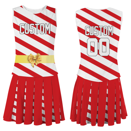 Custom Red White-Black Stripes Modern Style Fashion Durable Cheerleader Outfit