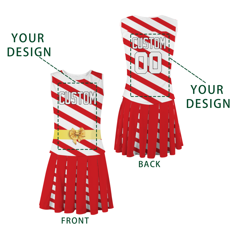 Custom Red White-Black Stripes Modern Style Fashion Durable Cheerleader Outfit
