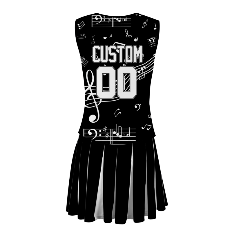 Custom Black White-Black Piano Style Fashion Durable Cheerleader Outfit