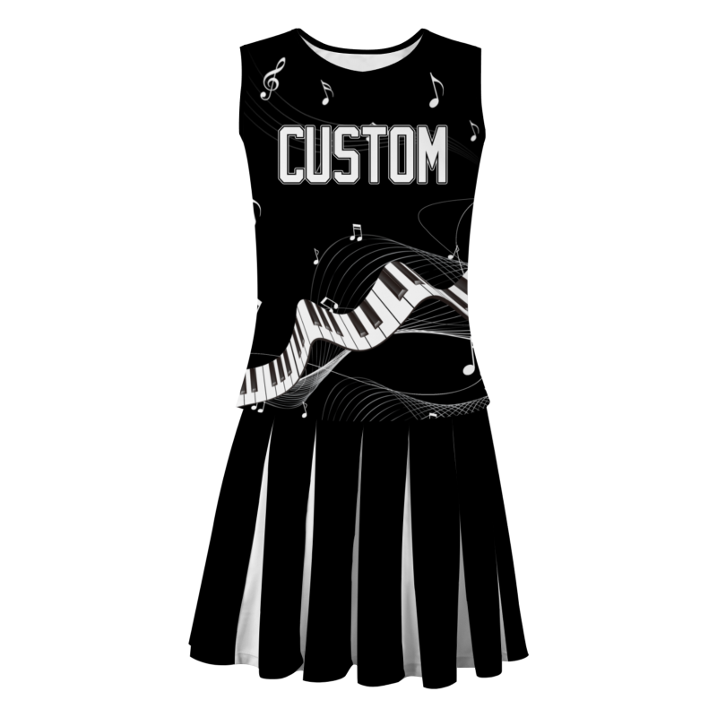 Custom Black White-Black Piano Style Fashion Durable Cheerleader Outfit