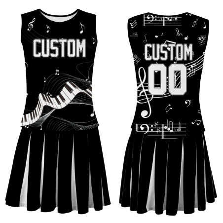 Custom Black White-Black Piano Style Fashion Durable Cheerleader Outfit