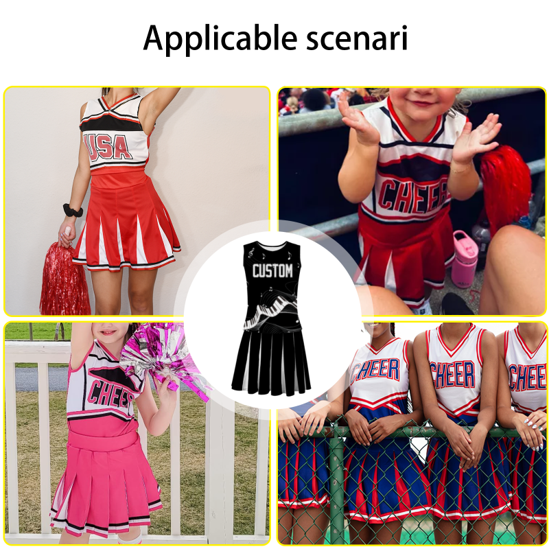 Custom Black White-Black Piano Style Fashion Durable Cheerleader Outfit