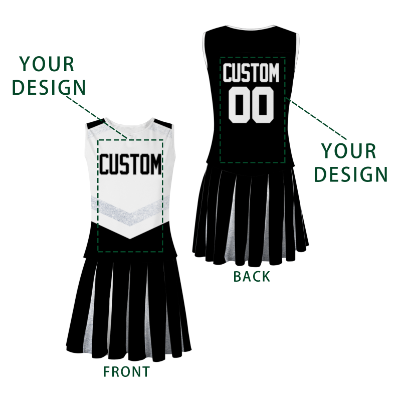 Custom Black White Modern Style Fashion Durable Cheerleader Outfit