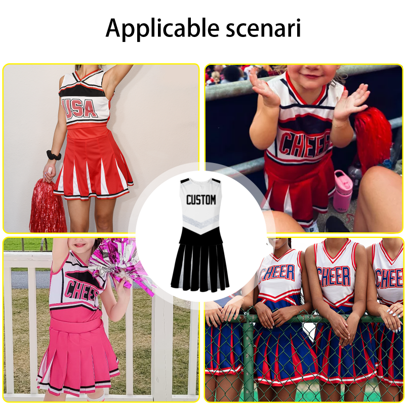 Custom Black White Modern Style Fashion Durable Cheerleader Outfit