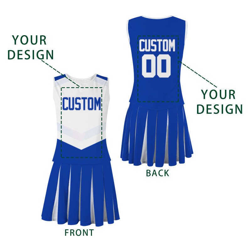 Custom Royal Blue White Modern Style Fashion Durable Cheerleader Outfit