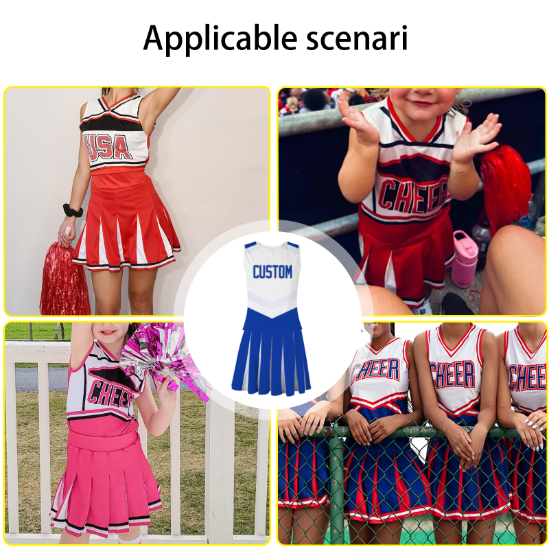 Custom Royal Blue White Modern Style Fashion Durable Cheerleader Outfit