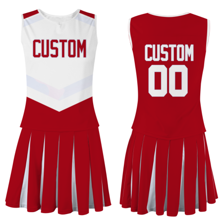 Custom Red White Modern Style Fashion Durable Cheerleader Outfit