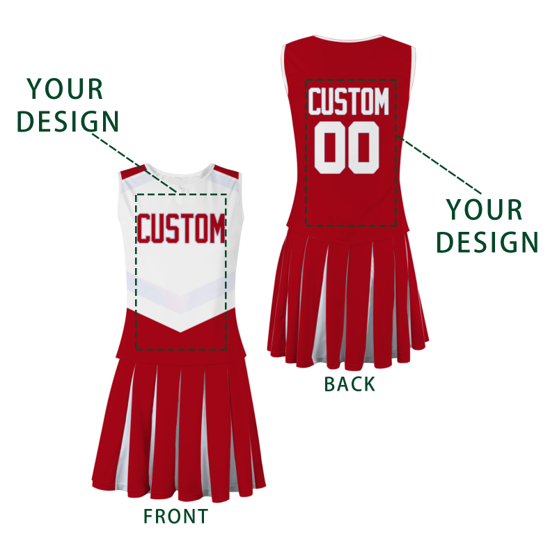 Custom Red White Modern Style Fashion Durable Cheerleader Outfit