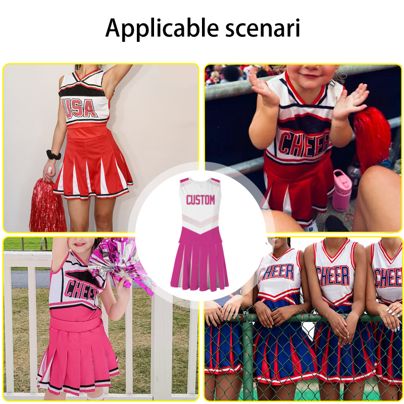 Custom Pink White Modern Style Fashion Durable Cheerleader Outfit