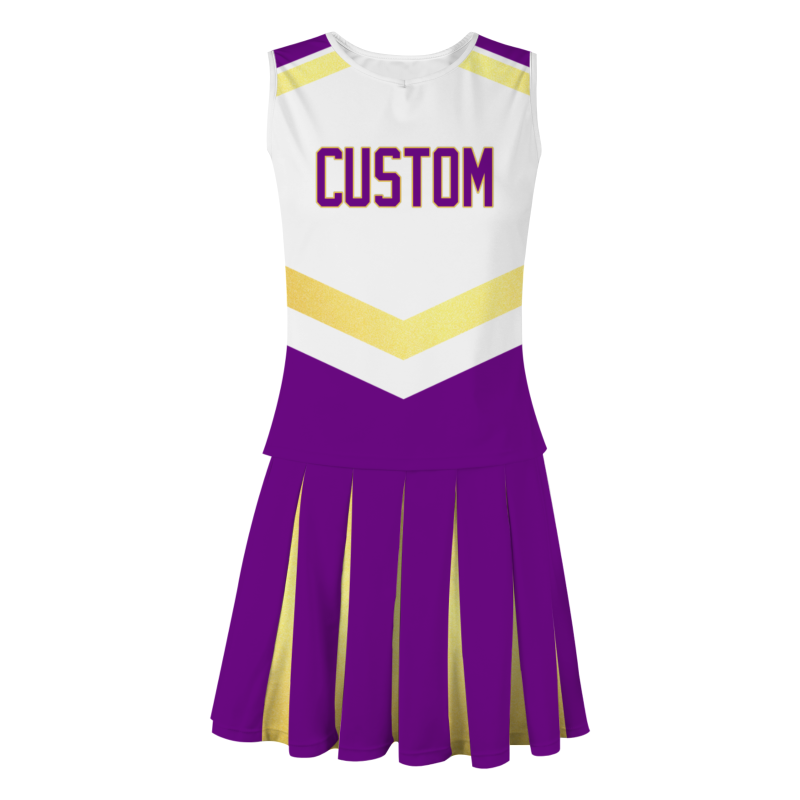 Custom Plum White-Yellow Modern Style Fashion Durable Cheerleader Outfit