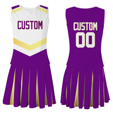 Custom Plum White-Yellow Modern Style Fashion Durable Cheerleader Outfit