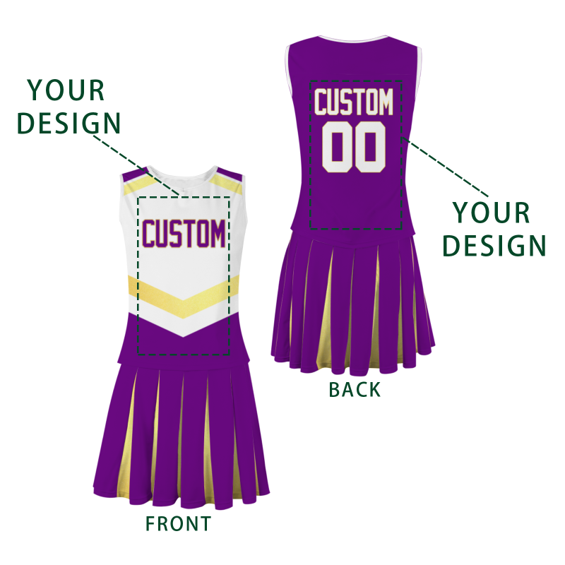 Custom Plum White-Yellow Modern Style Fashion Durable Cheerleader Outfit
